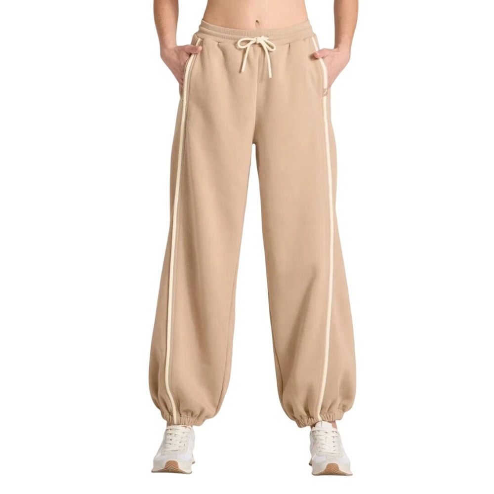JoyLab Women's Tan Piping Mid-Rise Fleece Jogger Sweatpants Size XXL